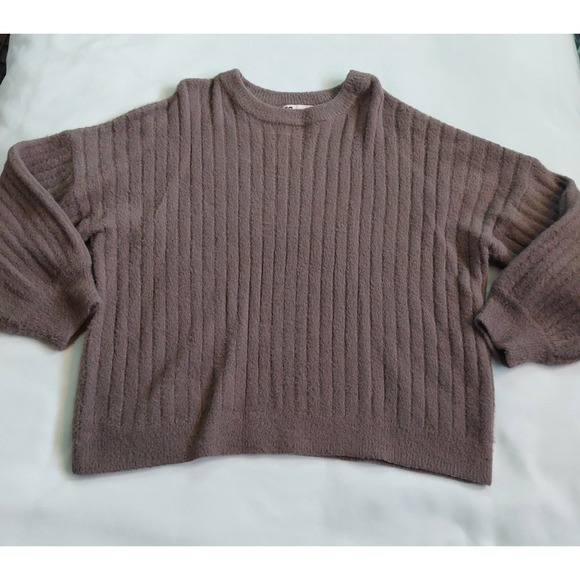 Womens Sweater XXL Brown Ribbed Nylon Acrylic Fuzzy Knit So Brand Crew Neck - Picture 2 of 7